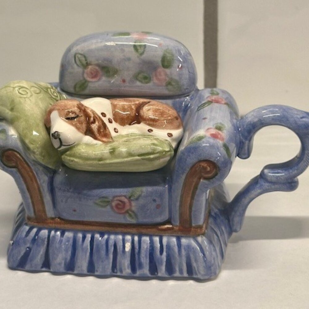 Vintage World Bazaar Dog on Chair Vintage Teapot